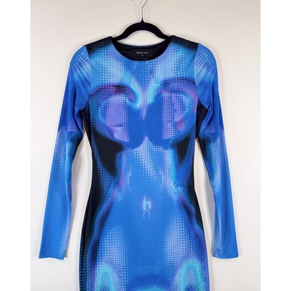 White Fox Boutique Womens Dress Blue Milky Way Soulmate Mini Bodycon Y2K Small - Picture 8 of 12